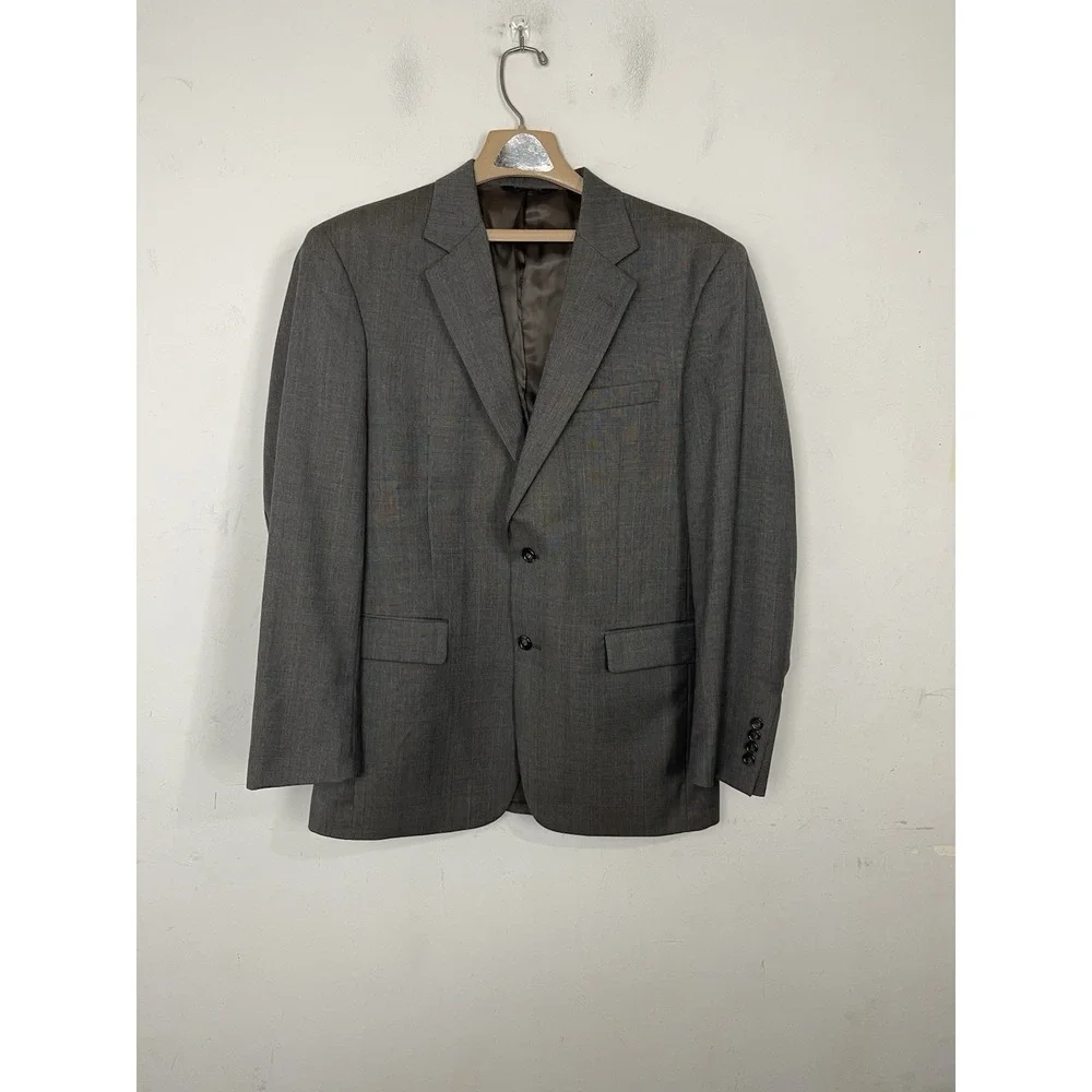 Jos‎ A Bank Mens Suit 40R Jacket & Pants Set Gray Plaid 2 Piece US 33 Waist